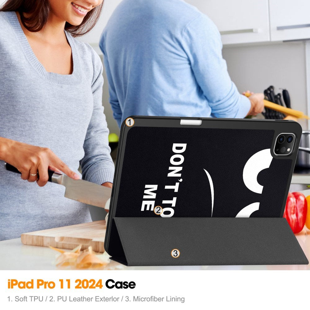 EIDERWOOD iPad Pro 11" (2025 / 2024) Tri-Fold Konstläder Fodral m. Vakna / Sömn Funktion - Don't Touch Me