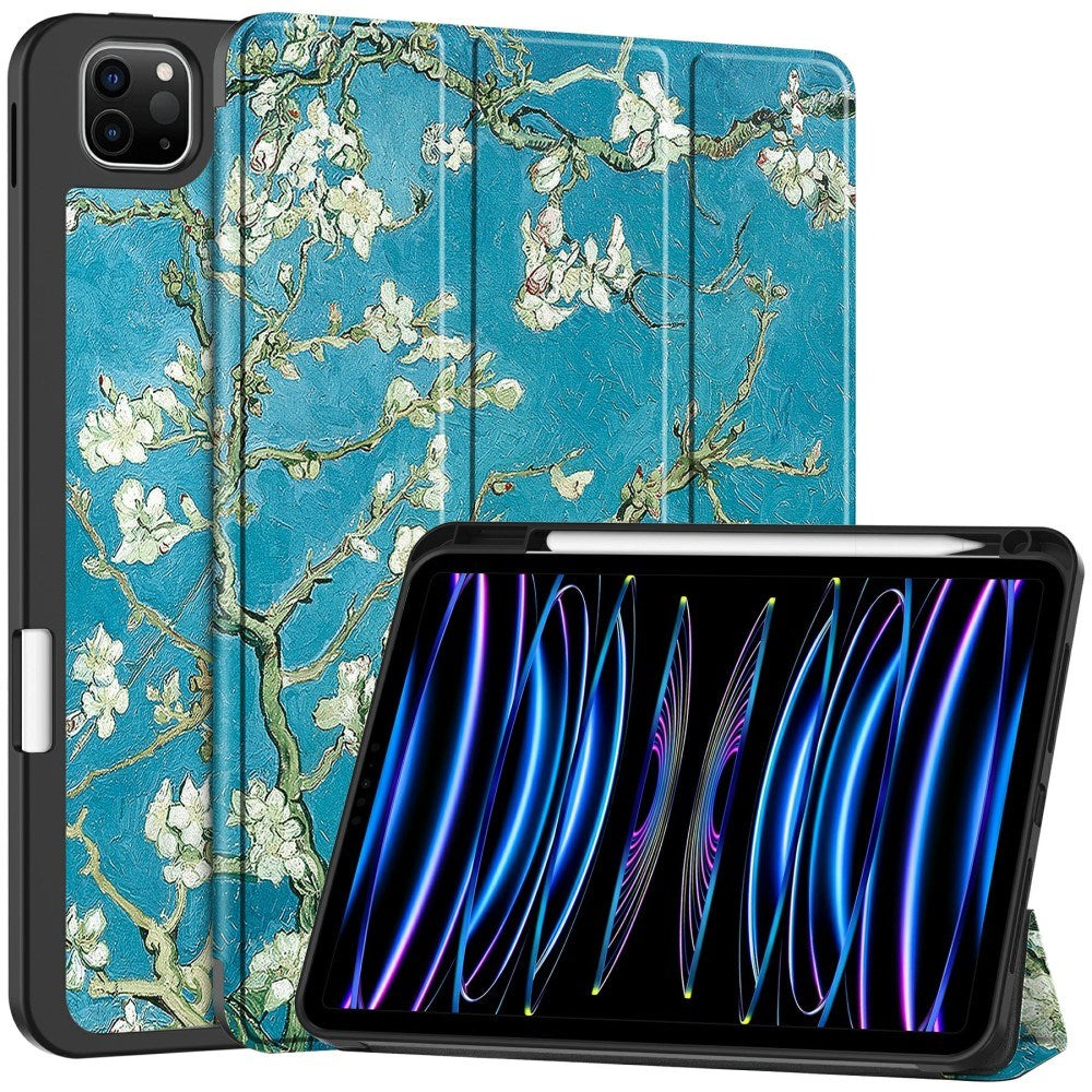 EIDERWOOD iPad Pro 11" (2025 / 2024) Tri-Fold Konstläder Fodral m. Vakna / Sömn Funktion - Blommor
