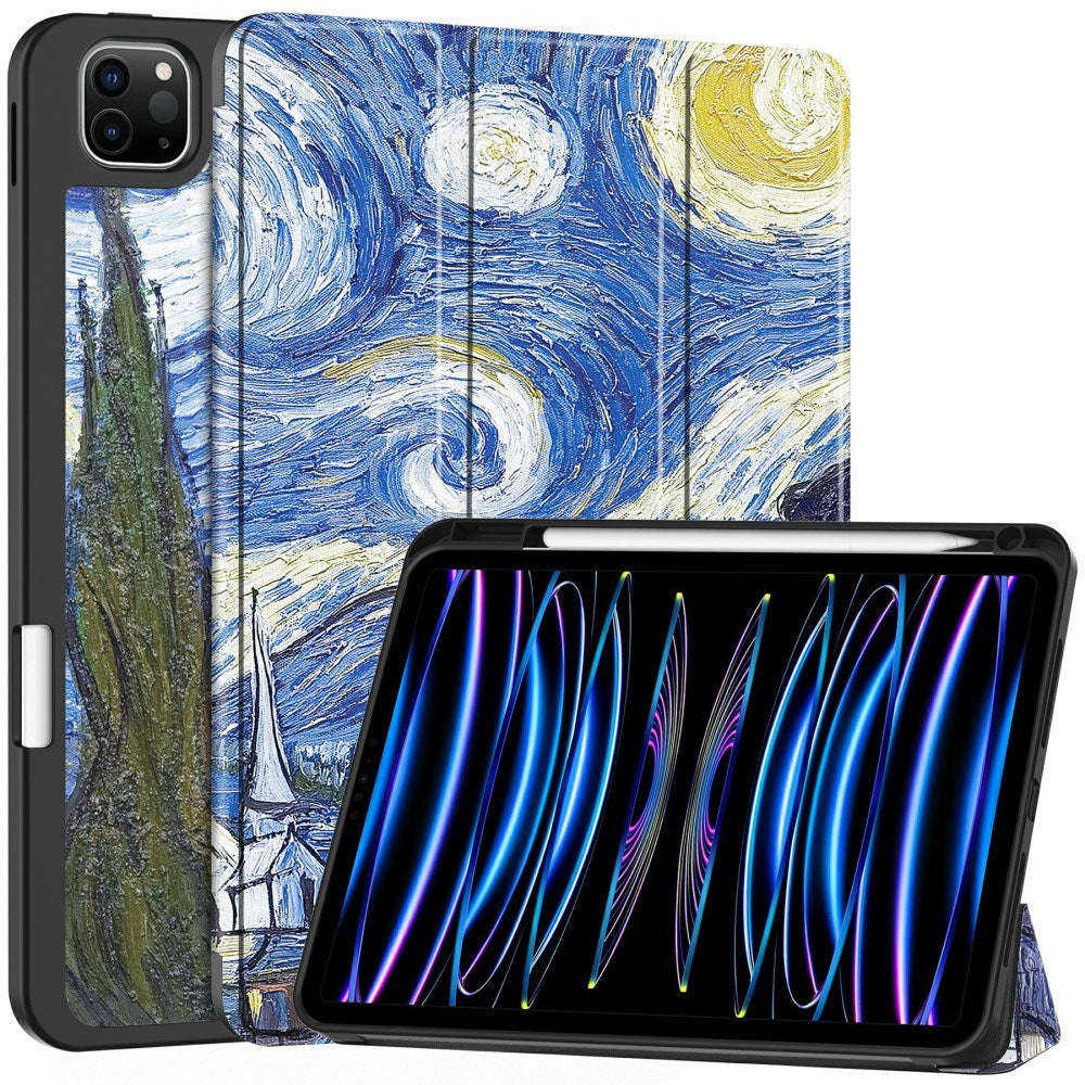 EIDERWOOD iPad Pro 11" (2025 / 2024) Tri-Fold Konstläder Fodral m. Vakna / Sömn Funktion - Målning