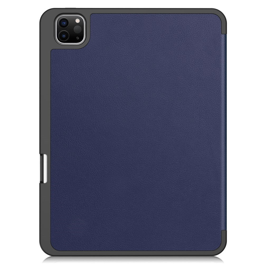EIDERWOOD iPad Pro 11" (2025 / 2024) Tri-fold Konst Läder Fodral med Apple Pencil Hållare - Blå