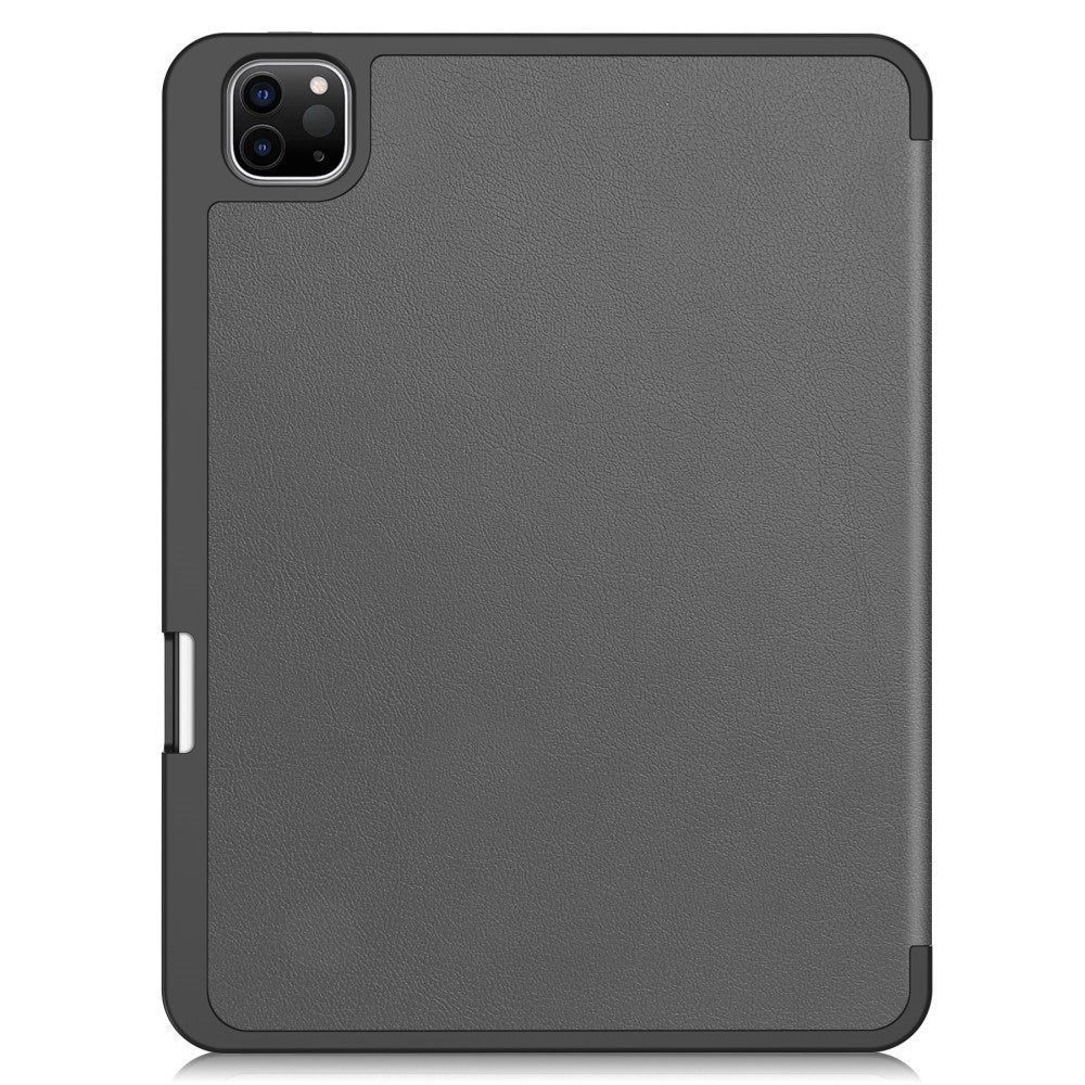 EIDERWOOD iPad Pro 11" (2025 / 2024) Tri-fold Konst Läder Fodral med Apple Pencil Hållare - Grå