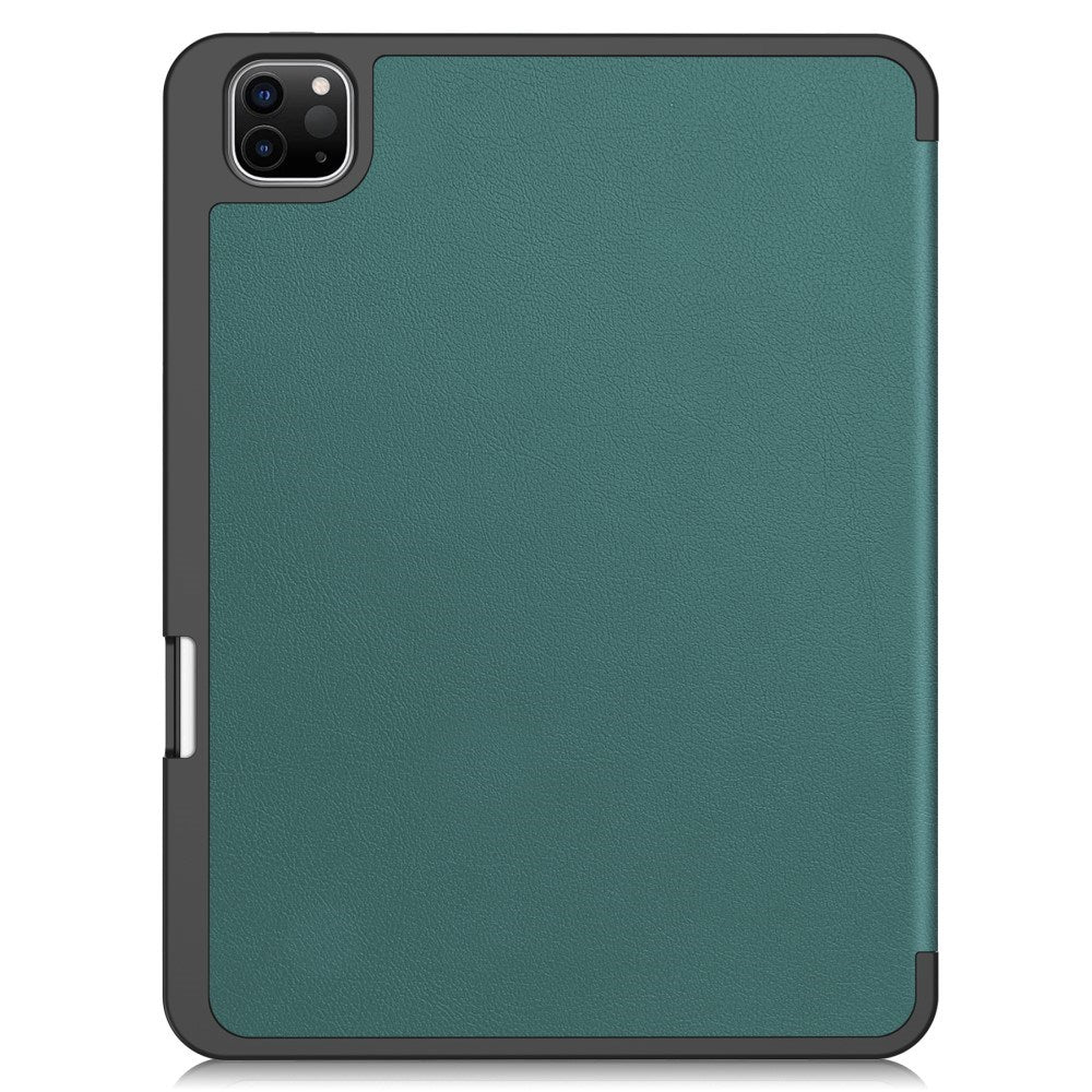 EIDERWOOD iPad Pro 11" (2025 / 2024) Tri-fold Konst Läder Fodral med Apple Pencil Hållare - Grön