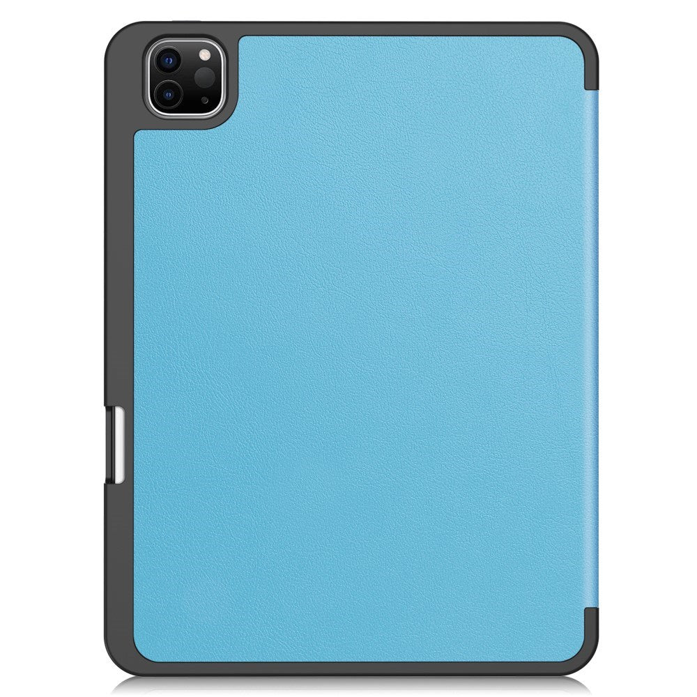 EIDERWOOD iPad Pro 11" (2025 / 2024) Tri-fold Konst Läder Fodral med Apple Pencil Hållare - Blå