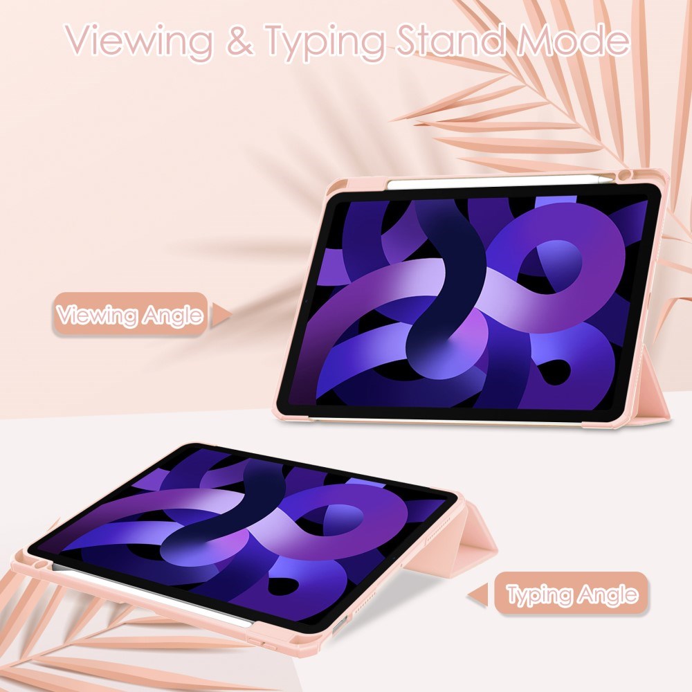 EIDERWOOD iPad Air 11" (2025 / 2024) Hybrid Flip Fodral med Pennhållare - Pink & Genomskinlig