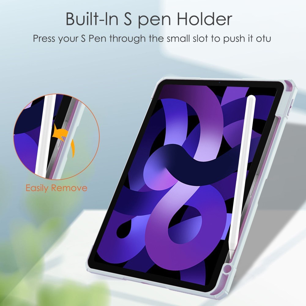 EIDERWOOD iPad Air 11" (2025 / 2024) Hybrid Flip Fodral med Pennhållare - Ljusblå & Genomskinlig