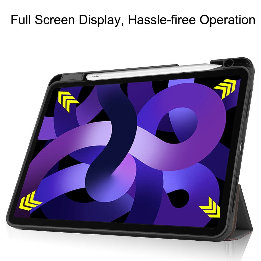 EIDERWOOD iPad Air 11" (2025 / 2024) Litchi Tri-fold Läder Fodral med Apple Pencil Hållare - Grå