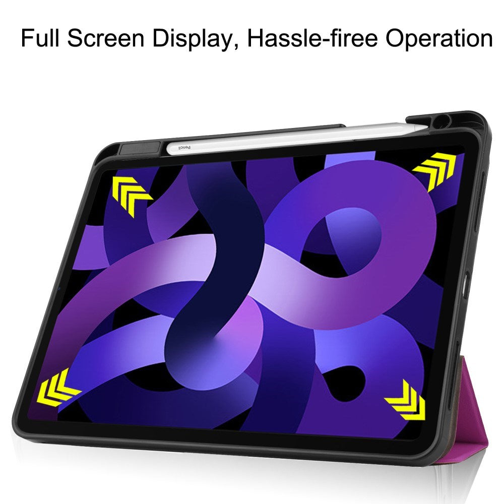 EIDERWOOD iPad Air 11" (2025 / 2024) Litchi Tri-fold Läder Fodral med Apple Pencil Hållare - Lila