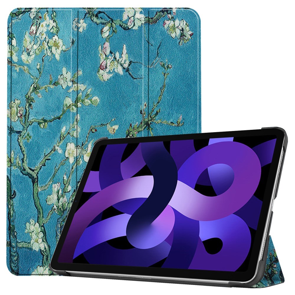 EIDERWOOD iPad Air 11" (2026 / 2025 / 2024) Tri-Fold Konstläder Fodral m. Vakna / Sömn Funktion - Vita Blommor