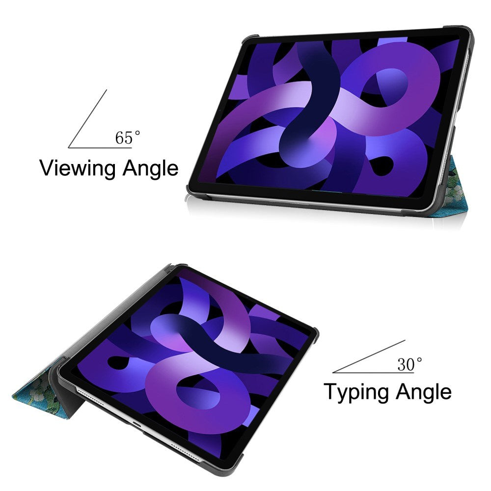 EIDERWOOD iPad Air 11" (2026 / 2025 / 2024) Tri-Fold Konstläder Fodral m. Vakna / Sömn Funktion - Vita Blommor