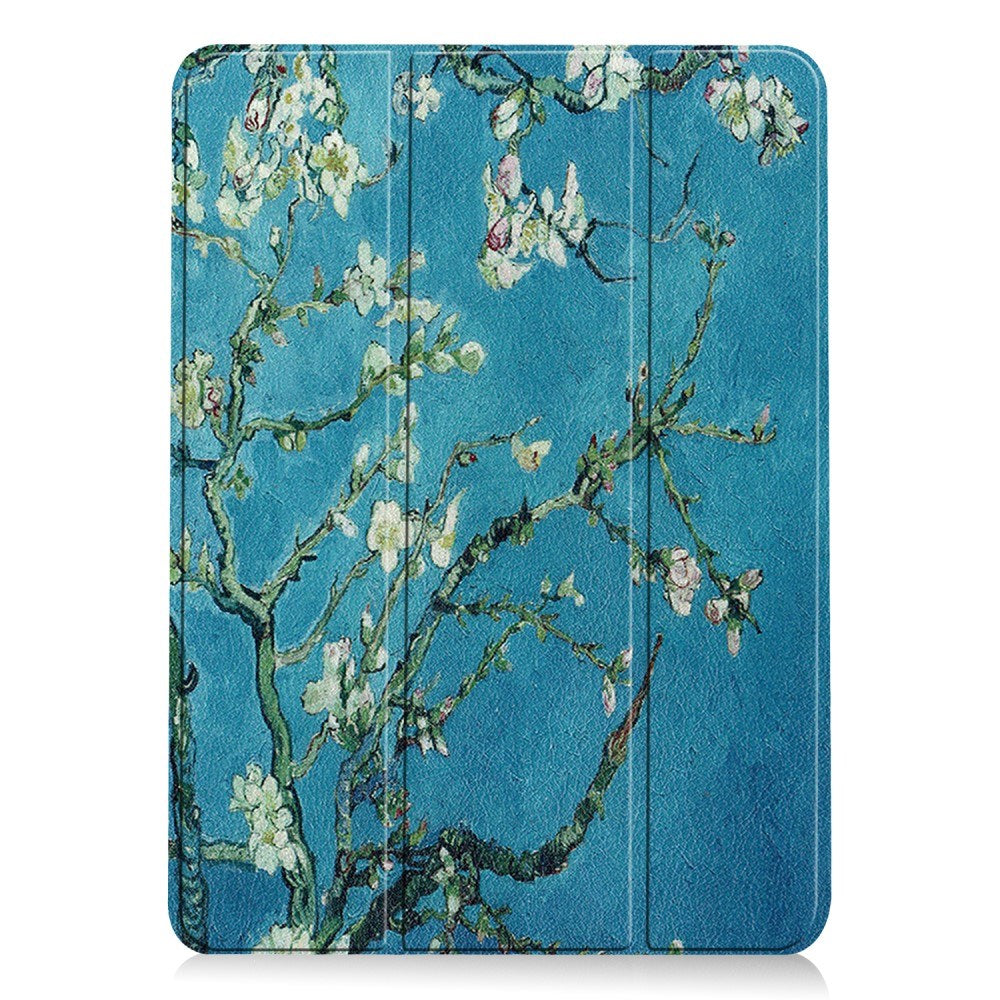 EIDERWOOD iPad Air 11" (2026 / 2025 / 2024) Tri-Fold Konstläder Fodral m. Vakna / Sömn Funktion - Vita Blommor