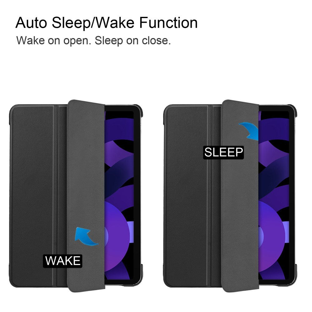 EIDERWOOD iPad Air 11" (2025 / 2024) Litchi Tri-Fold Läder Fodral - Svart