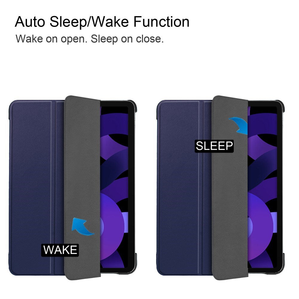 EIDERWOOD iPad Air 11" (2025 / 2024) Litchi Tri-Fold Läder Fodral - Blå