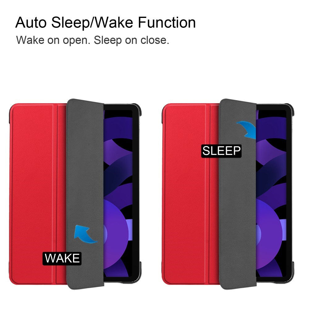 EIDERWOOD iPad Air 11" (2025 / 2024) Litchi Tri-Fold Läder Fodral - Röd
