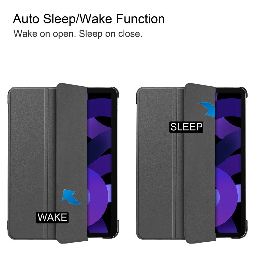 EIDERWOOD iPad Air 11" (2025 / 2024) Litchi Tri-Fold Läder Fodral - Grå