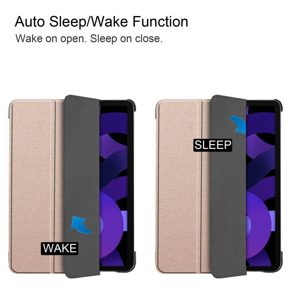 EIDERWOOD iPad Air 11" (2025 / 2024) Litchi Tri-Fold Läder Fodral - Guld