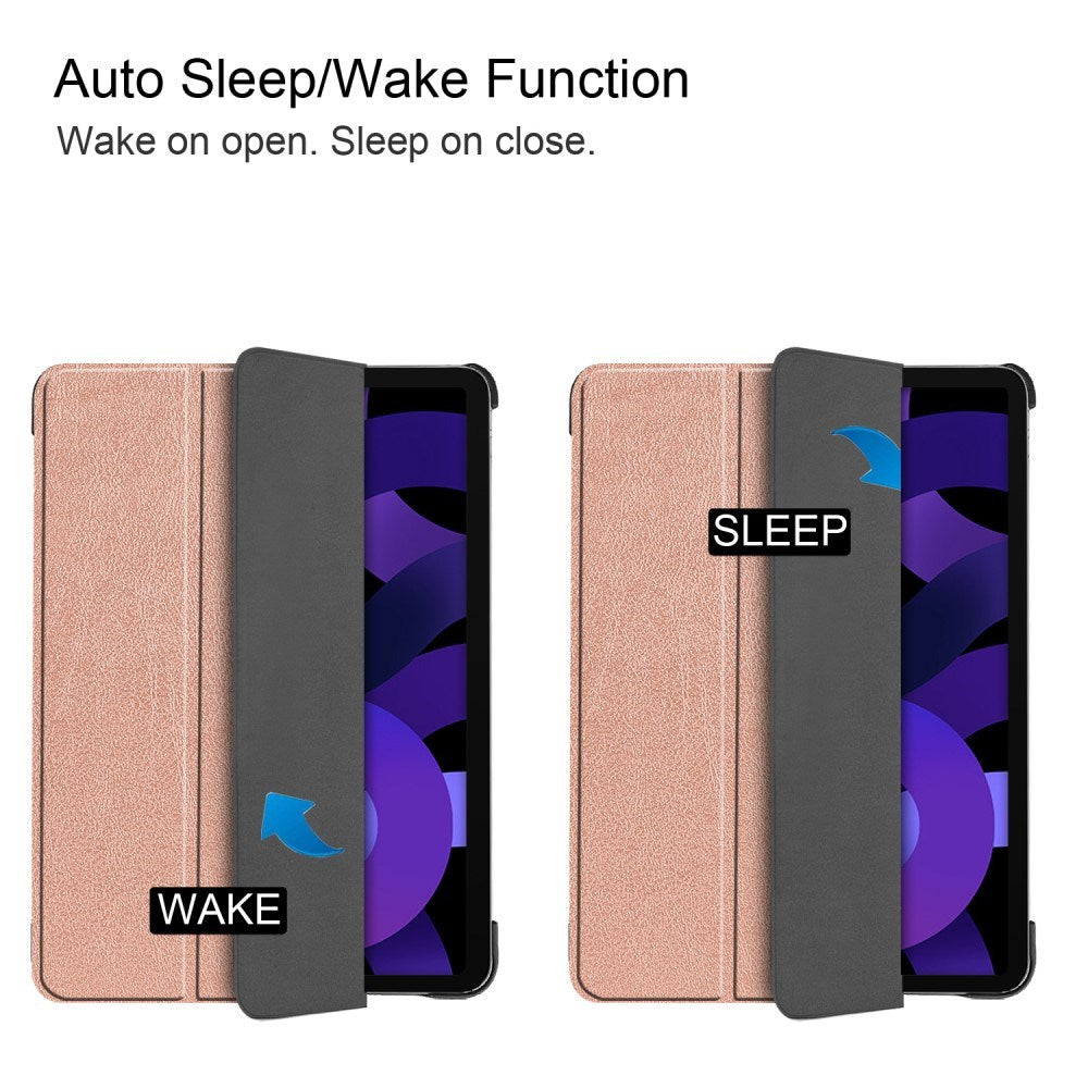 EIDERWOOD iPad Air 11" (2025 / 2024) Litchi Tri-Fold Läder Fodral - Rose Gold
