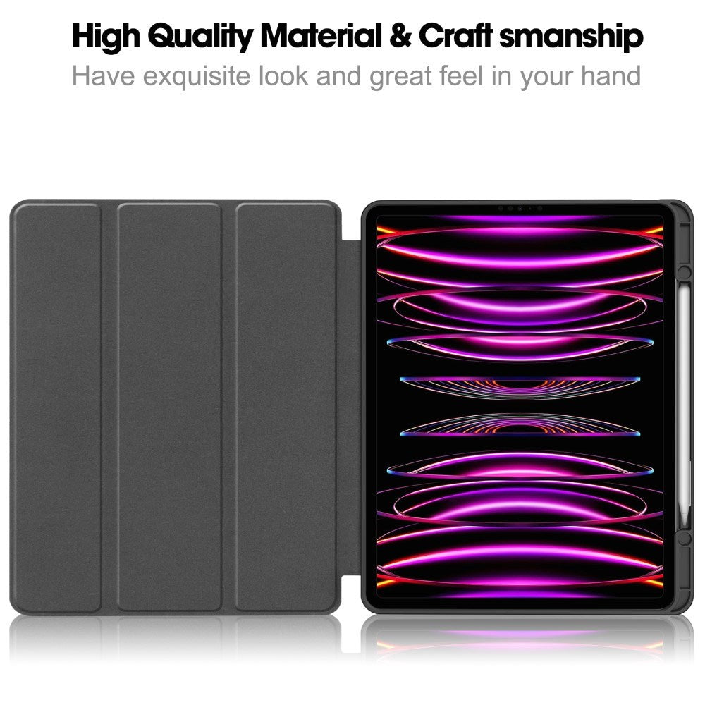 EIDERWOOD iPad Air 13" (2025 / 2024) Tri-fold Konst Läder Fodral med Apple Pencil Hållare - Röd