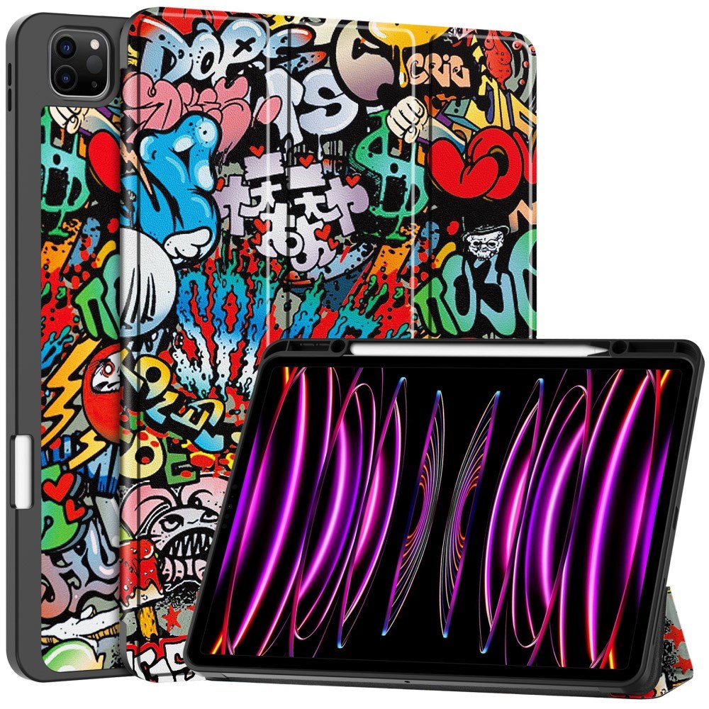 EIDERWOOD iPad Air 13" (2026 / 2025 / 2024) Tri-Fold Konstläder Fodral m. Vakna / Sömn Funktion - Graffiti