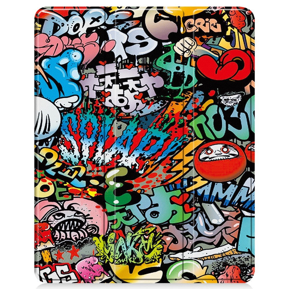 EIDERWOOD iPad Air 13" (2026 / 2025 / 2024) Tri-Fold Konstläder Fodral m. Vakna / Sömn Funktion - Graffiti