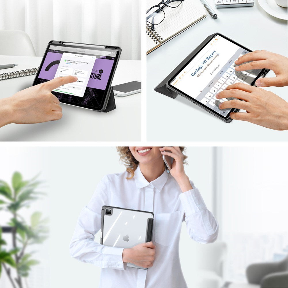 iPad Pro 13" (2025 / 2024) DUX DUCIS TOBY Series Shockproof Fodral med Touch Pen Hållare - Genomskinlig / Svart