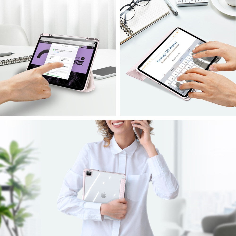 iPad Pro 13" (2025 / 2024) DUX DUCIS TOBY Series Shockproof Fodral med Touch Pen Hållare - Genomskinlig / Pink