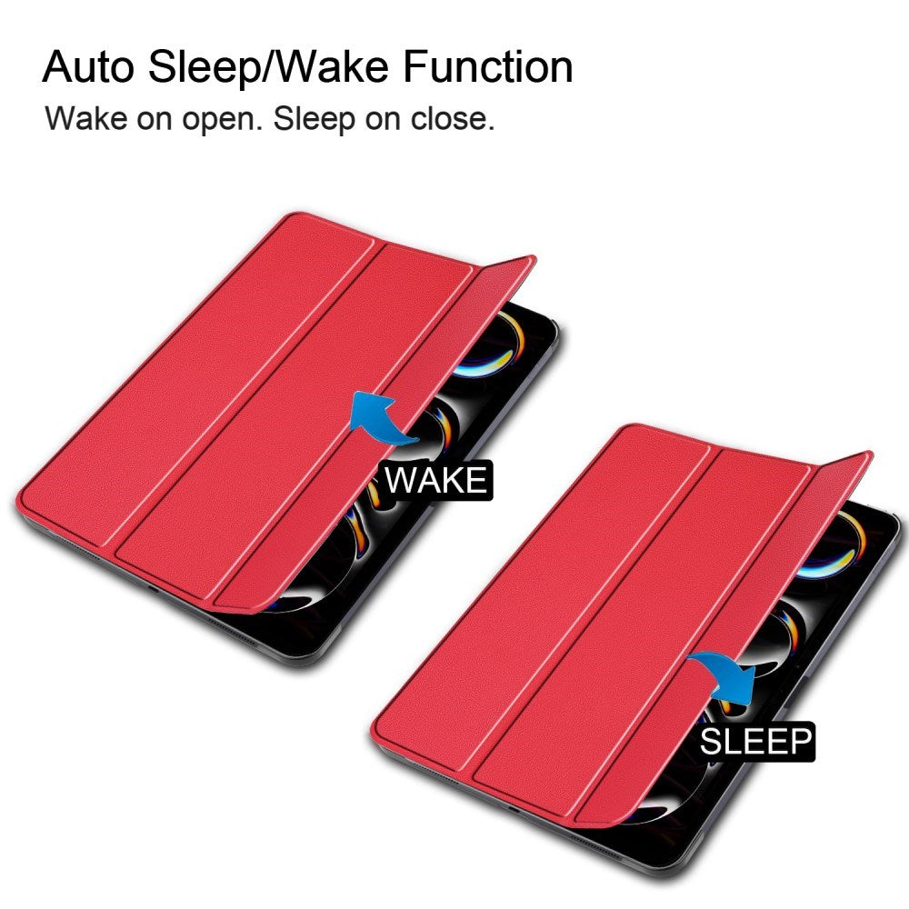 EIDERWOOD iPad Pro 13" (2025 / 2024) Tri-Fold Läder Fodral - Röd