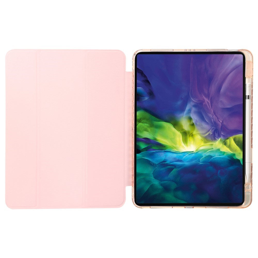 EIDERWOOD iPad Pro 13" (2025 / 2024) Tri-fold Konst Läder Fodral med Apple Pencil Hållare - Rosa