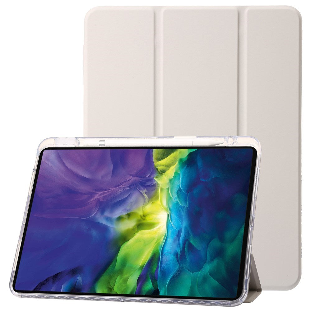 EIDERWOOD iPad Pro 13" (2025 / 2024) Tri-fold Konst Läder Fodral med Apple Pencil Hållare - Creme