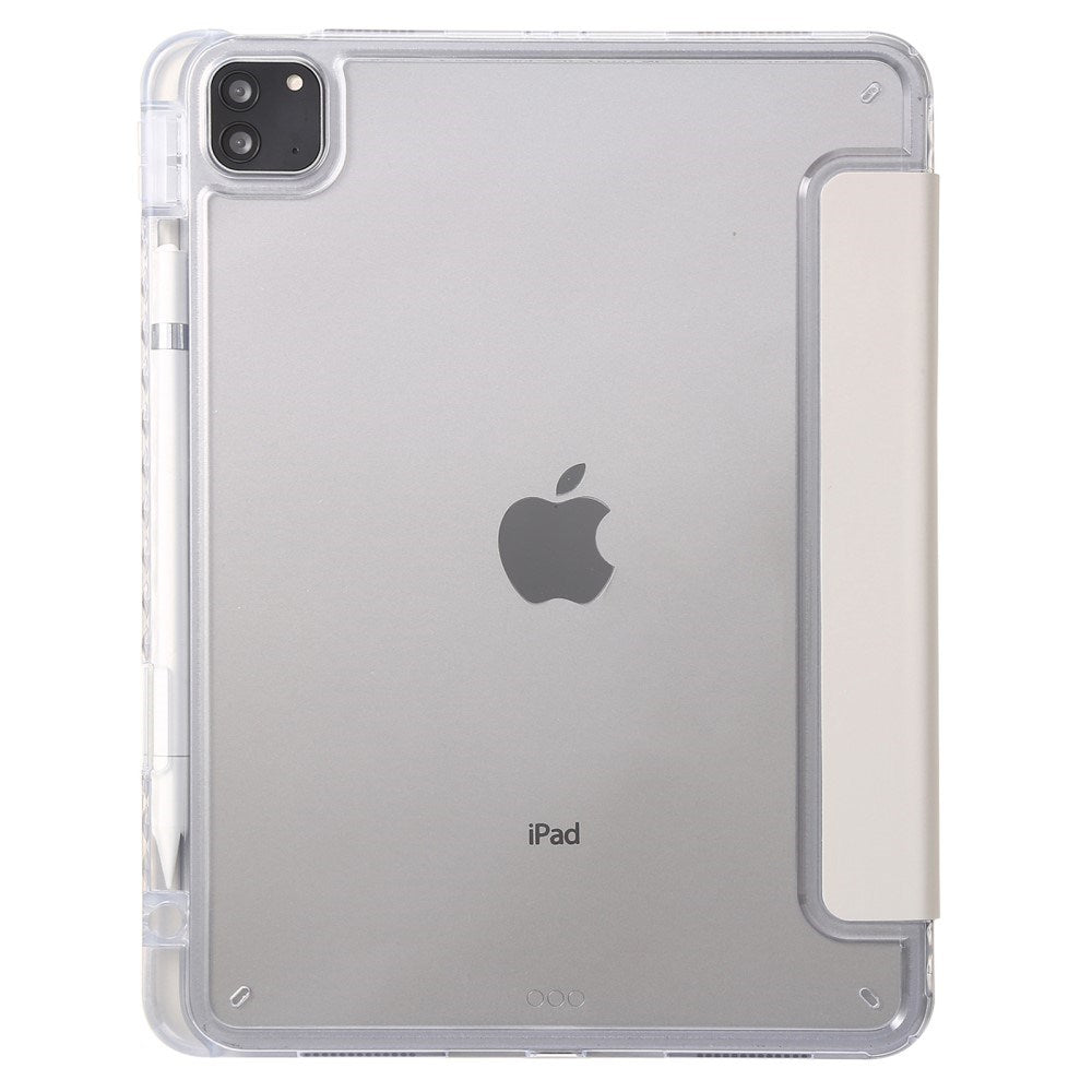 EIDERWOOD iPad Pro 11" (2025 / 2024) Tri-fold Konst Läder Fodral med Apple Pencil Hållare - Grå