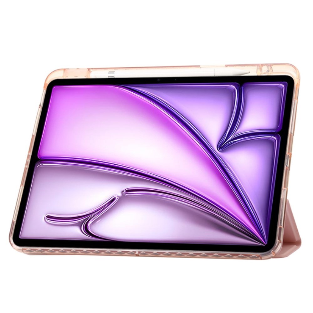 EIDERWOOD iPad Air 13" (2025 / 2024) Tri-fold Konst Läder Fodral med Apple Pencil Hållare - Rosa