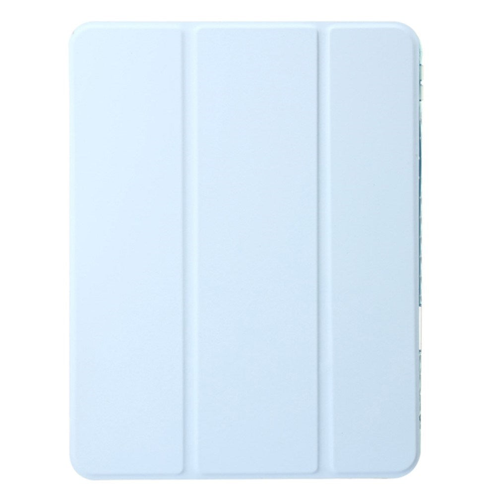 EIDERWOOD iPad Air 13" (2025 / 2024) Tri-fold Konst Läder Fodral med Apple Pencil Hållare - Ljusblå