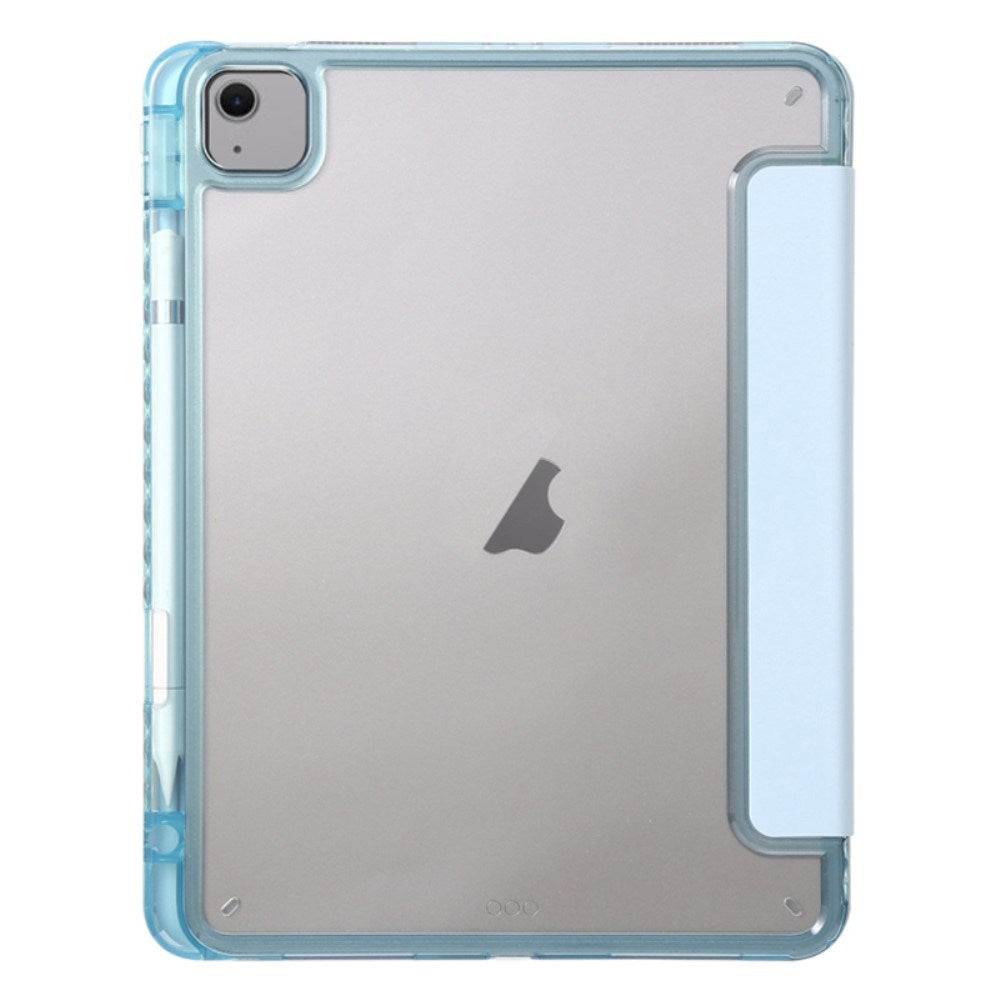 EIDERWOOD iPad Air 13" (2025 / 2024) Tri-fold Konst Läder Fodral med Apple Pencil Hållare - Ljusblå