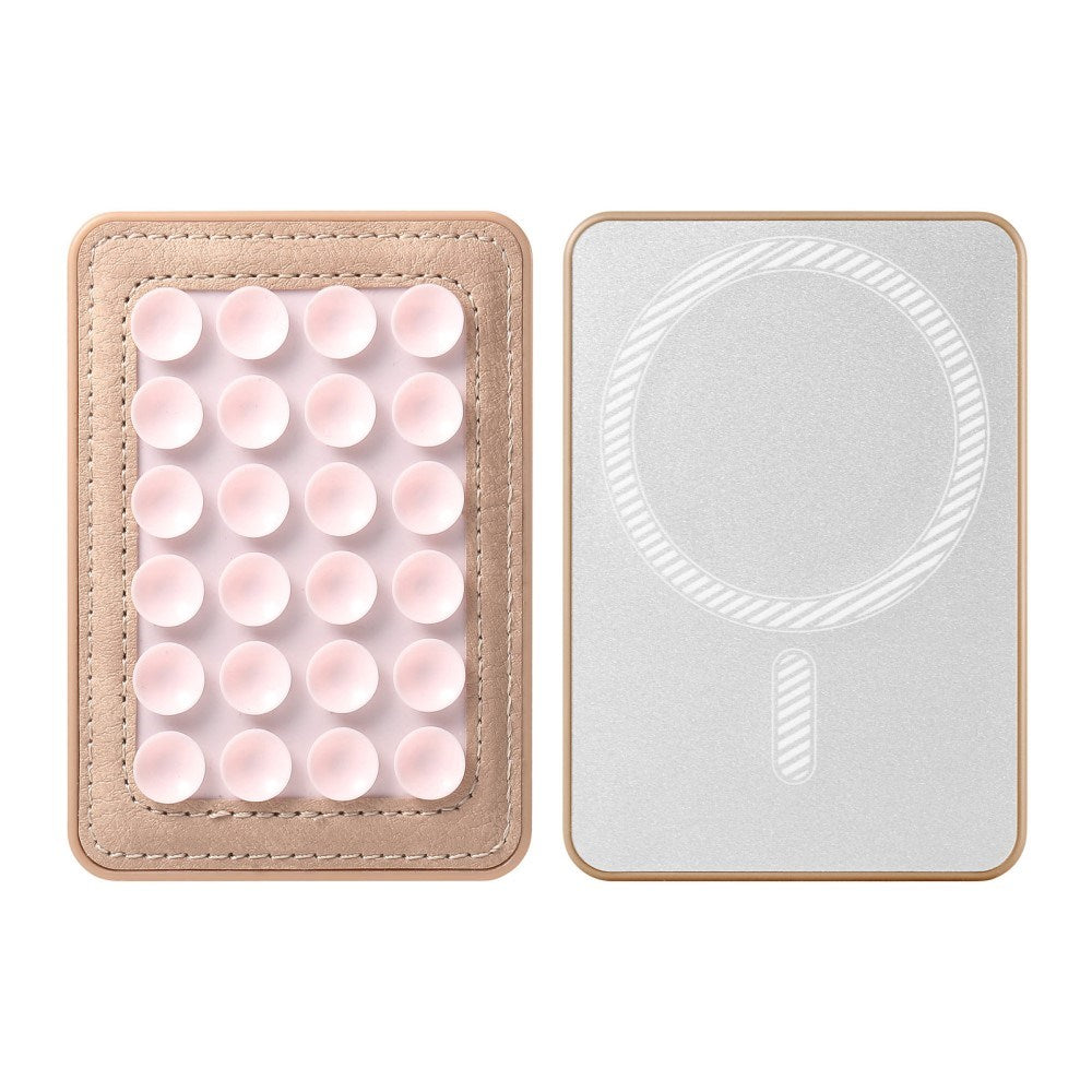 Silikon Sugkopp Mobilhållare med Konstläder – MagSafe Kompatibel – Rosa