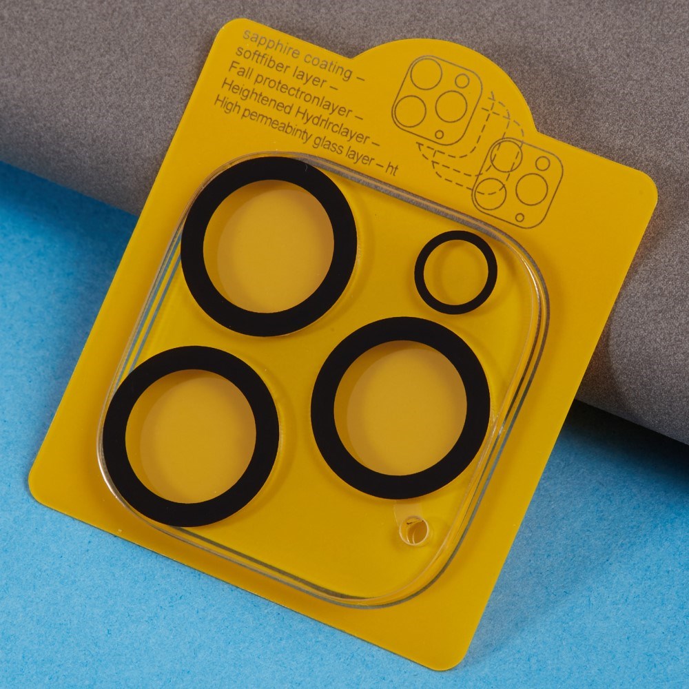 iPhone 16 Pro Max Härdat Skyddsglas för Kameralinsen - Genomskinlig / Svart