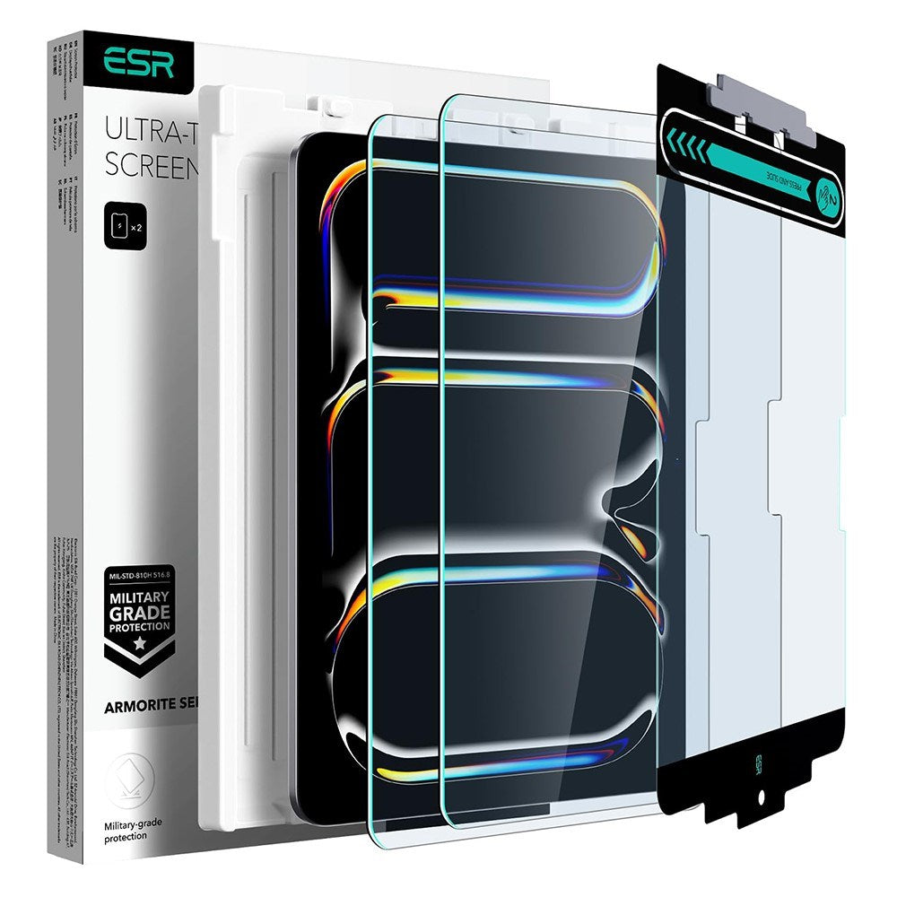 ESR iPad Pro 11" (2025 / 2024) Härdat Skärmskydd inkl. Monteringsram - 2 st. - Genomskinlig