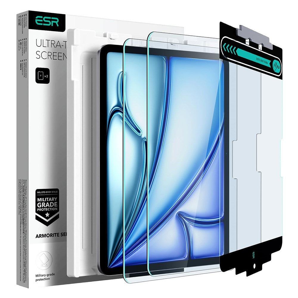 ESR iPad Air 11" (2025 / 2024) Härdat Skärmskydd inkl. Monteringsram - 2 st. - Genomskinlig