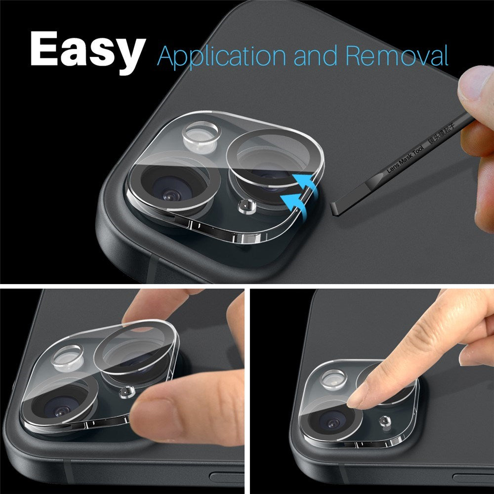 NORTHJO iPhone 15 / 15 Plus Härdat Kameralinsglas - Genomskinlig / Svart Kant