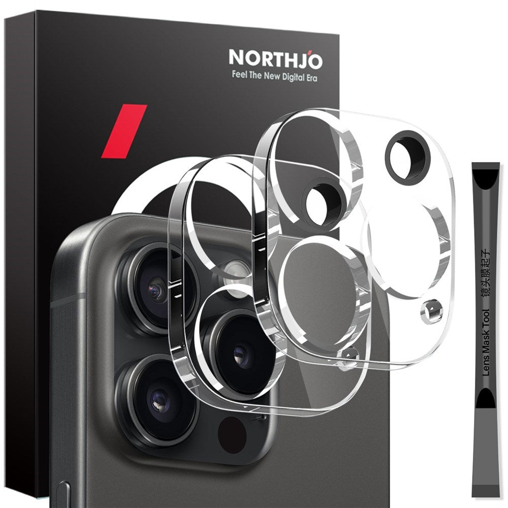 NORTHJO iPhone 16 Pro / 16 Pro Max Härdat Kameralinsglas - 2 st. - Genomskinlig