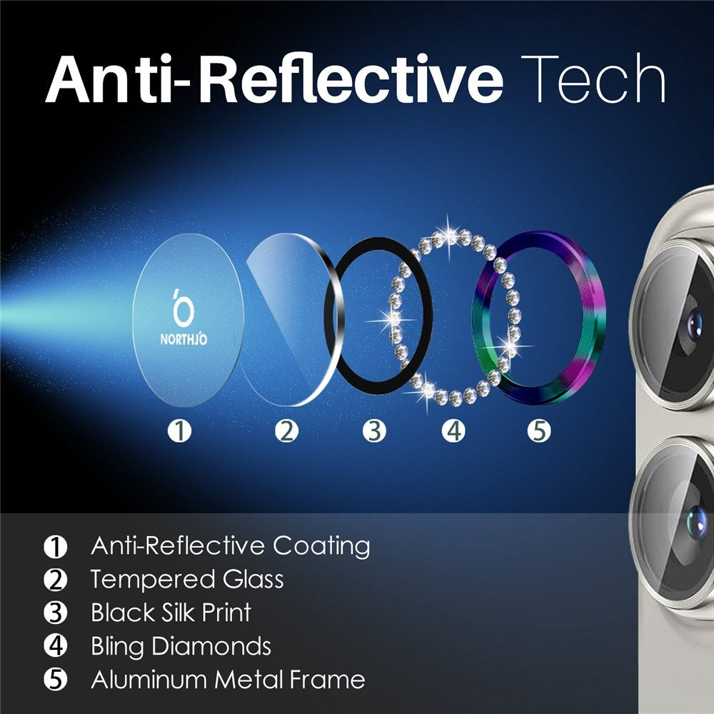 NORTHJO iPhone 16 / 16 Plus Kameralinsskydd - Strassstenar - Mång