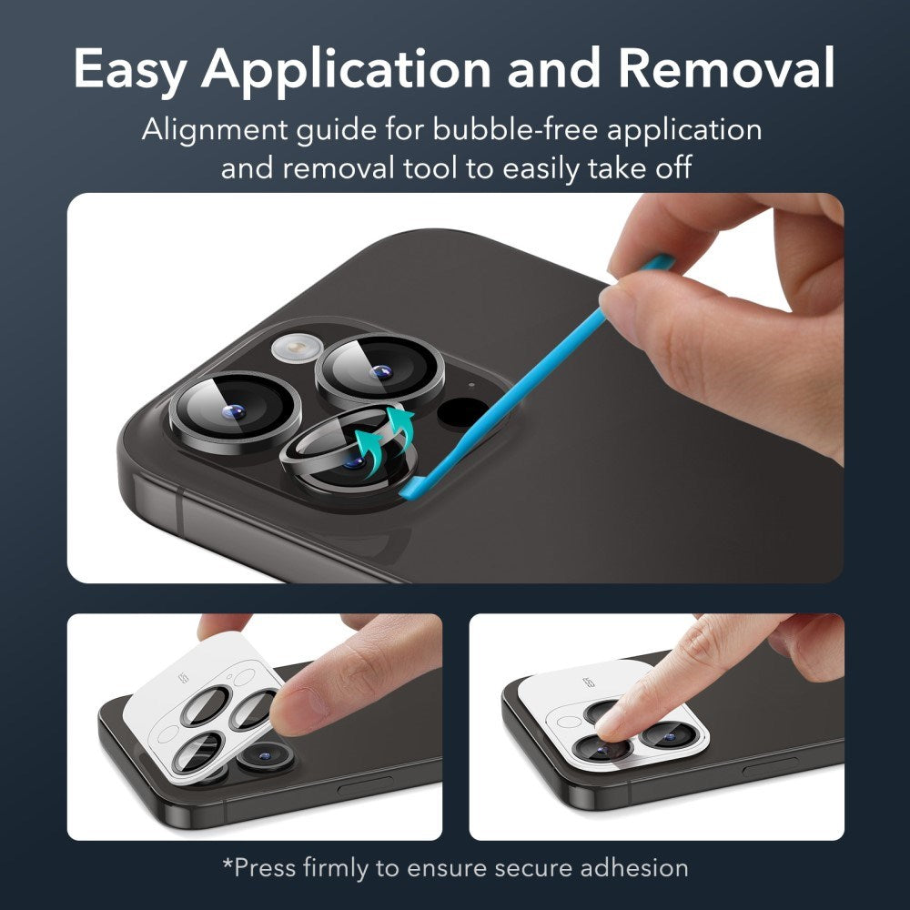 iPhone 16 Pro / 16 Pro Max ESR Skyddsglas för Kameralins - Transparent / Svart