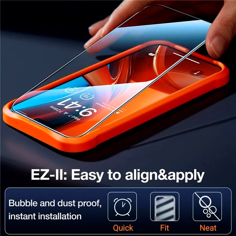 TORRAS iPhone 16 Pro Full Fit Skärmskydd m. Installationsram - Privacy Funktion - Genomskinlig