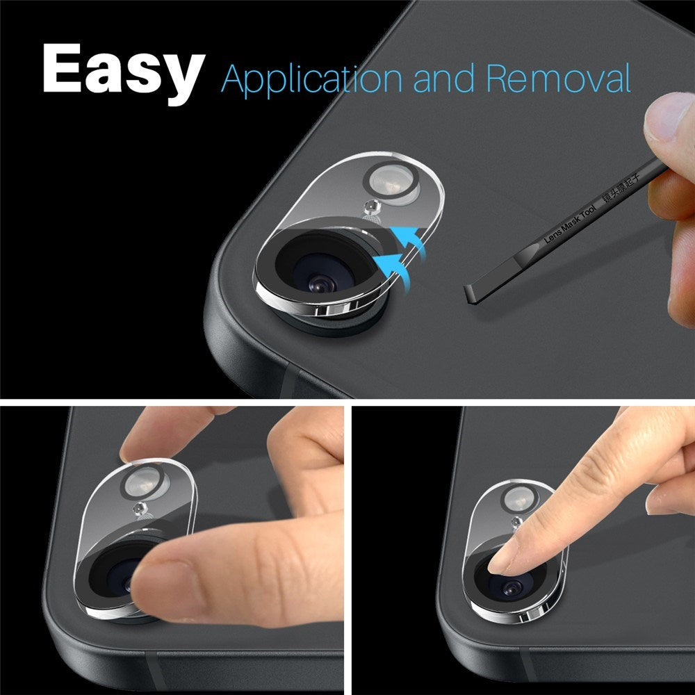 NORTHJO iPhone 16e Härdat Kameralinsglas - Genomskinlig / Svart Kant