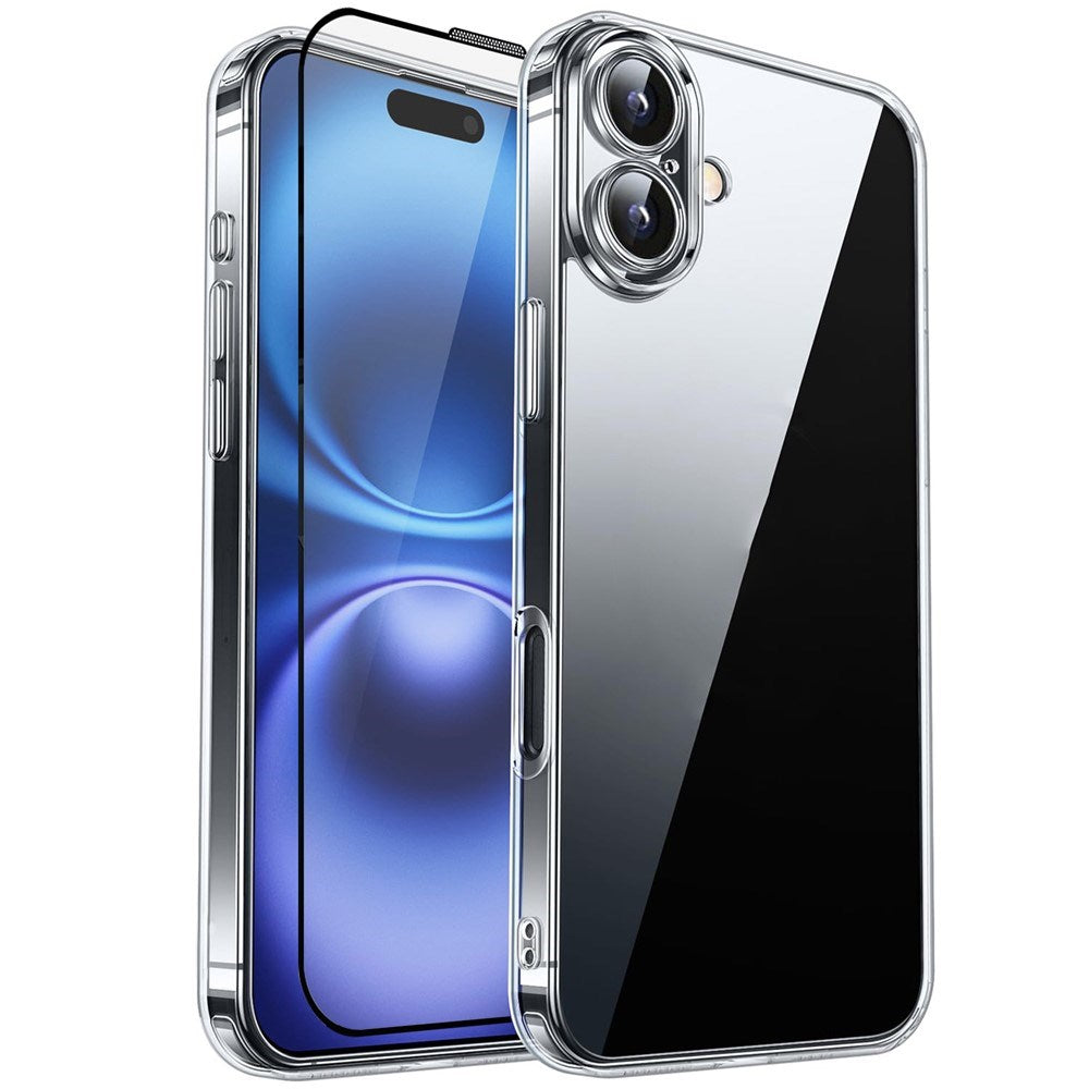 iPhone 16 RURIHAI 2-i-1 Skyddspaket m. Flexibelt Plast Skal & Skärmskyddsglas - Genomskinlig