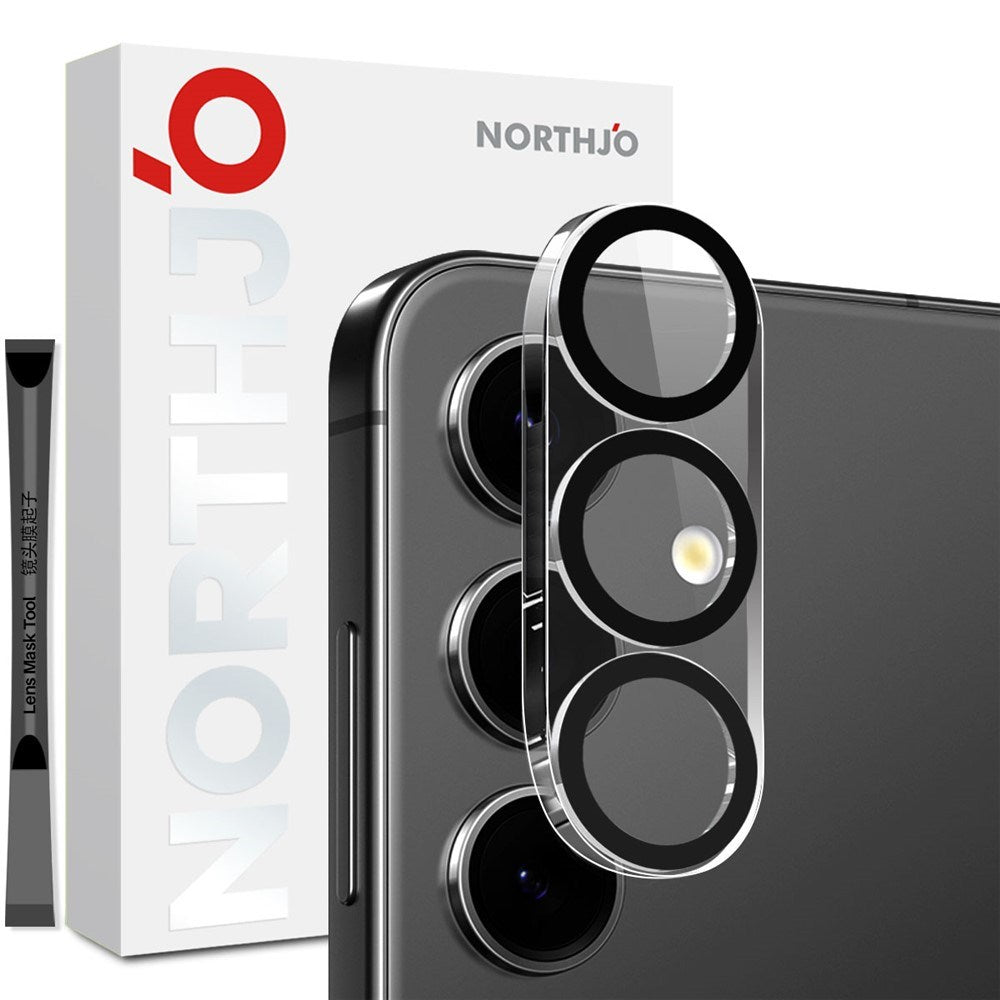 NORTHJO Samsung Galaxy S25 FE Härdat Kameralinsglas - Genomskinlig / Svart