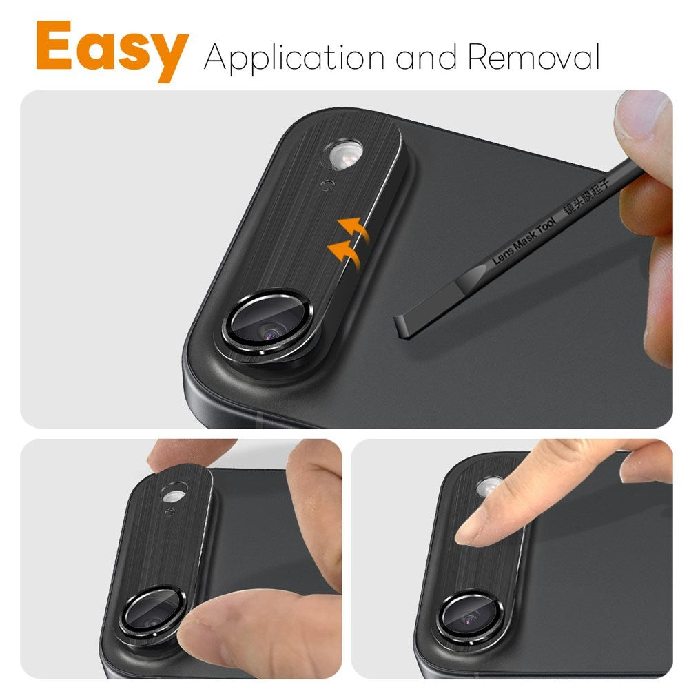 NORTHJO iPhone Air Kameralinsskydd - Borstad Metall & Glas - Svart