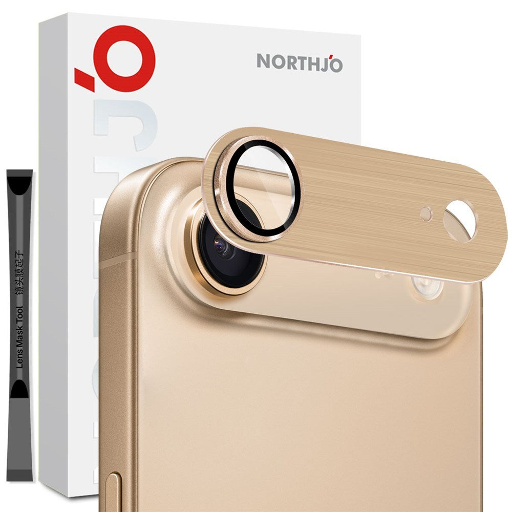 NORTHJO iPhone Air Kameralinsskydd - Borstad Metall & Glas - Guld