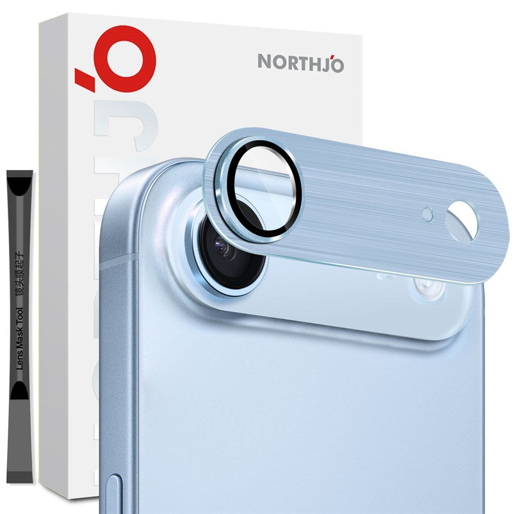 NORTHJO iPhone Air Kameralinsskydd - Borstad Metall & Glas - Silver