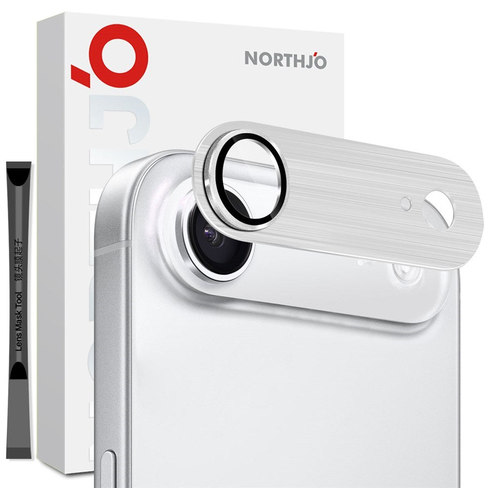 NORTHJO iPhone Air Kameralinsskydd - Borstad Metall & Glas - Silver