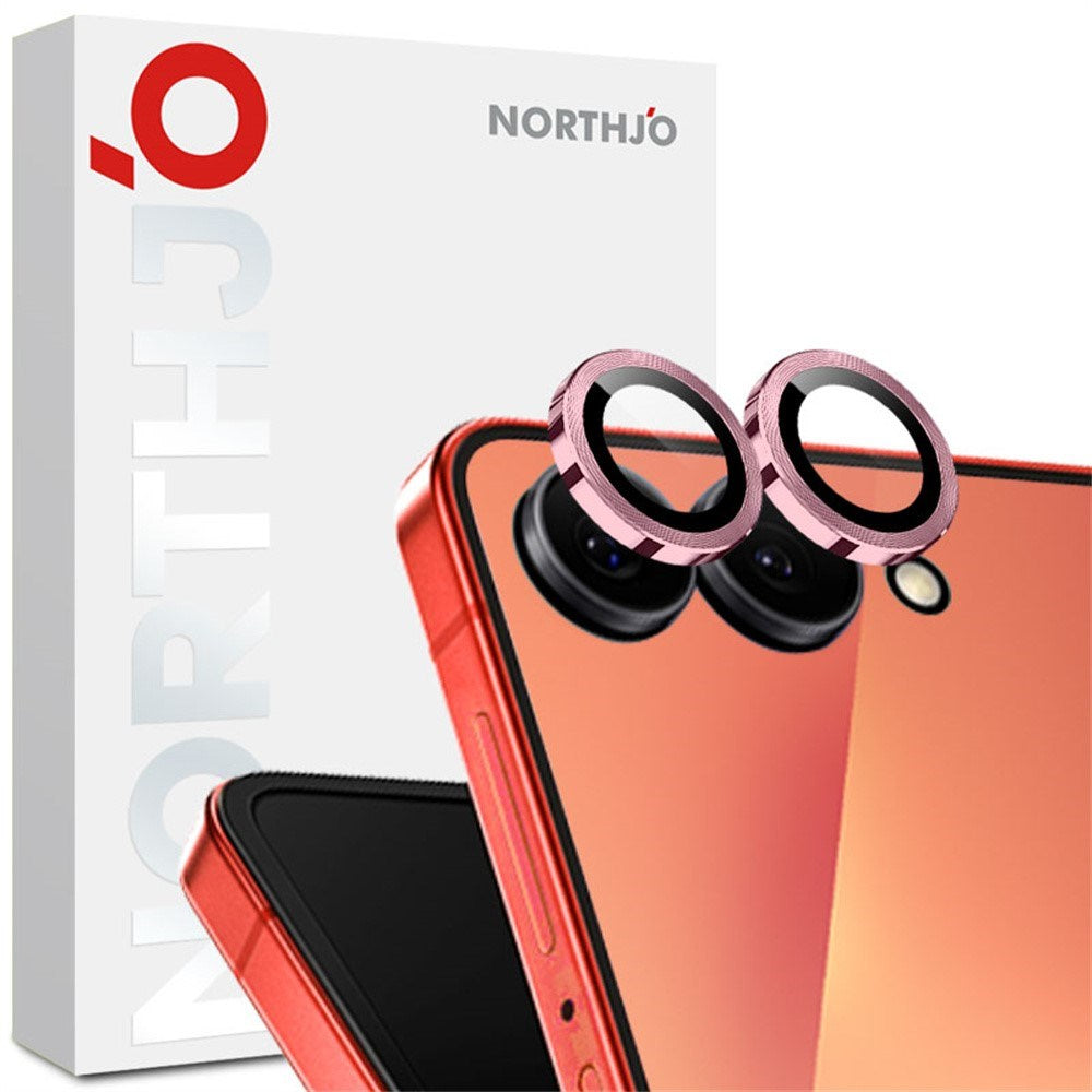 Samsung Galaxy Z Flip8 NORTHJO Kameralinsskydd - Metall & Glas - Rosa