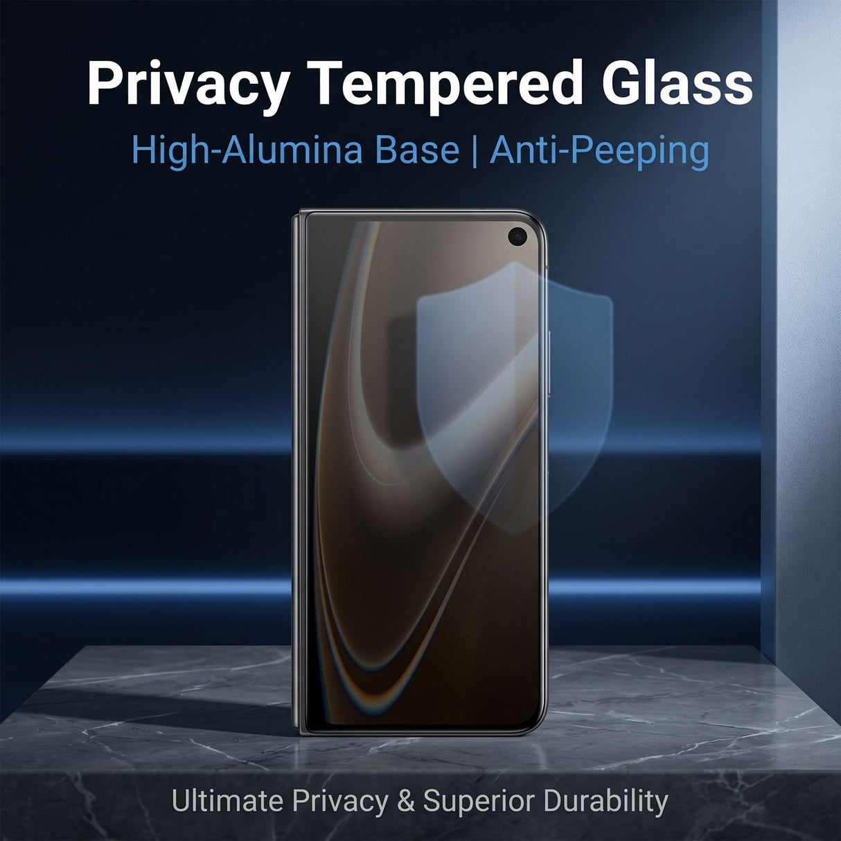 iPhone Fold Skärmskydd i Aluminium-Silicium Glas - Privacy Funktion - Genomskinlig / Svart Kant